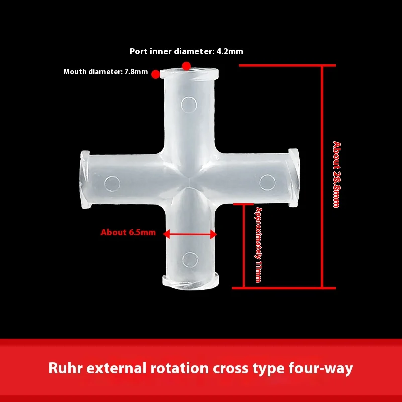 PP Ruhr rosca externa rotativa directa curvada en forma de L a través del adaptador experimental Ruhr de tres vías en forma de T