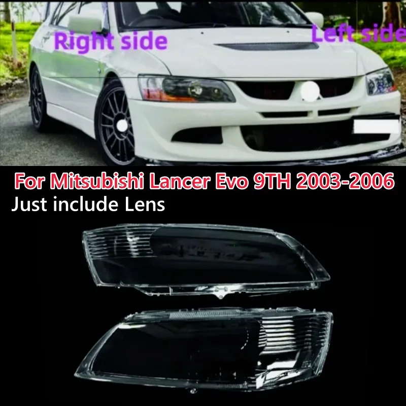 Pair Front Headlight Lens Housing + Glue For Mitsubishi Lancer Evo 9TH 2003-2006