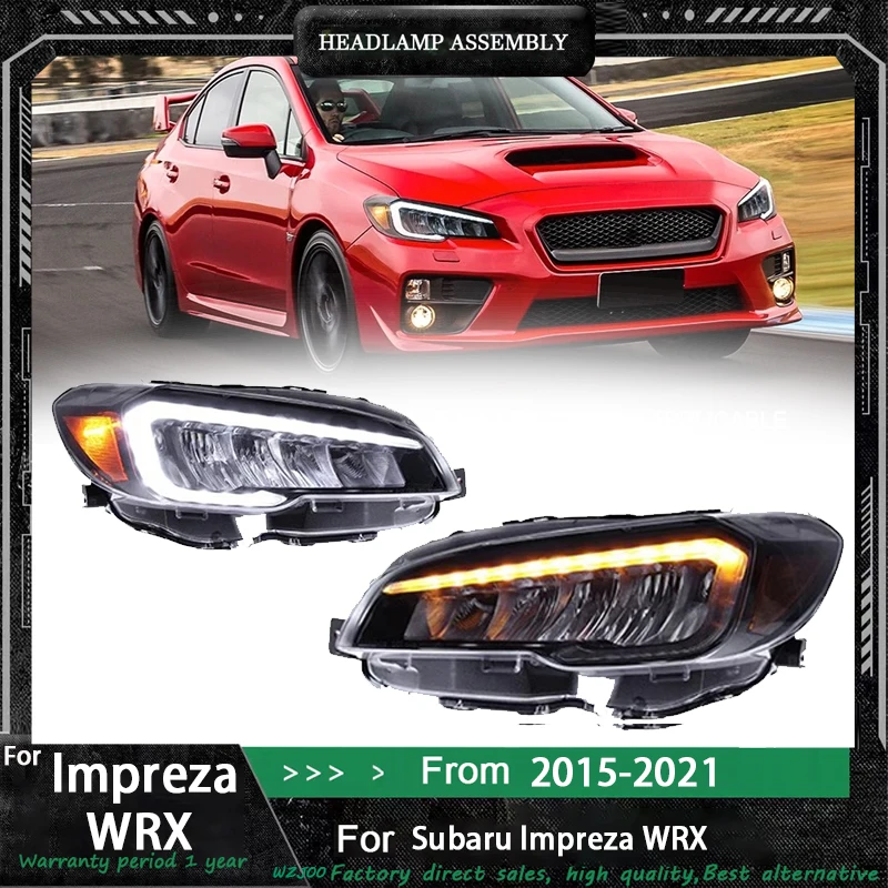 

2 шт. светодиодные фары в сборе для Subaru WRX 2015-2021, фара Plug and Play со светодиодной DRL, динамическая поворотная фара проектора