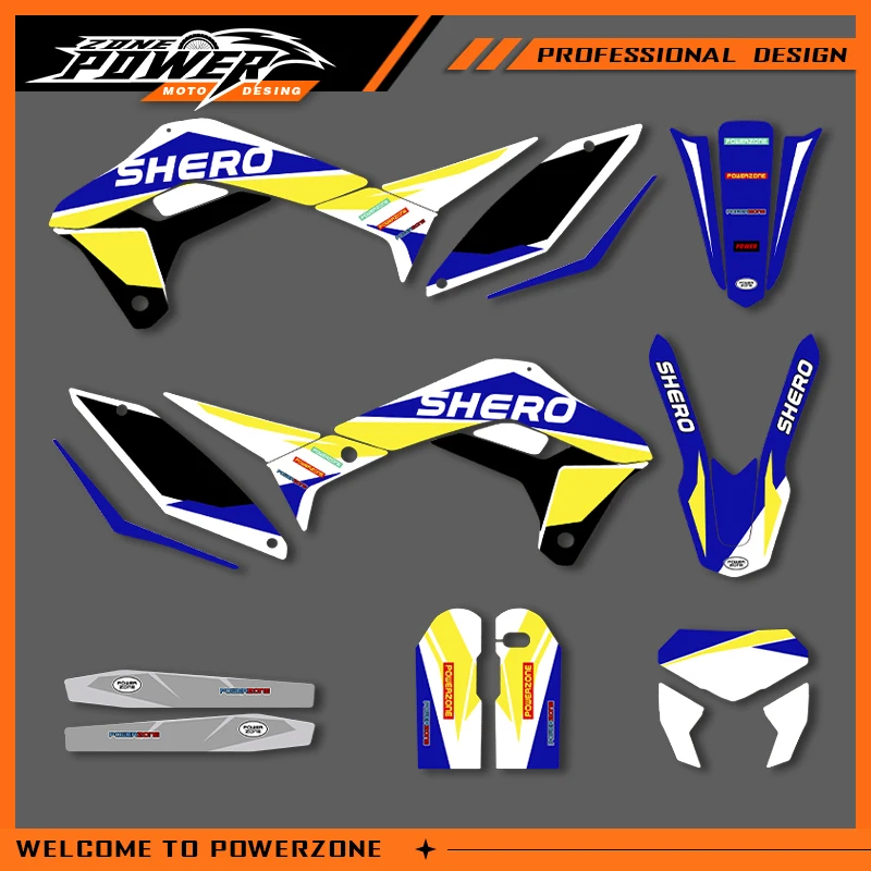 

POWERZONE мотокросс команда графический фон наклейки наборы наклеек для SHERCO SE SEF 2017 2018 2019-2023 индивидуальный номер 01