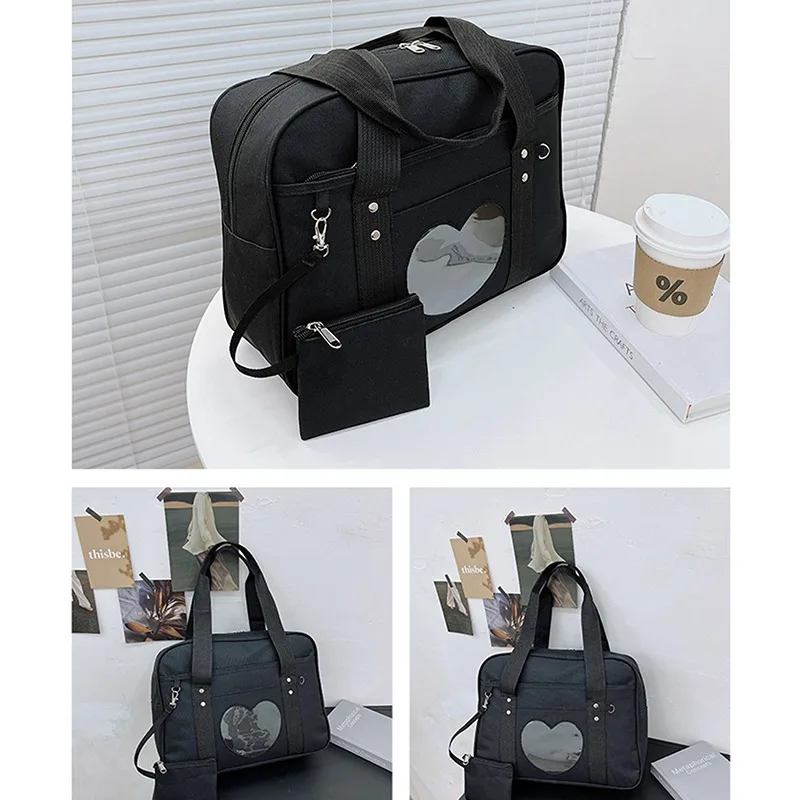 Japanese Lolita Heart JK School Uniform Bags Fashion Women Oxford  Women Student PU Handbag Cosplay Anime Shoulder Bag