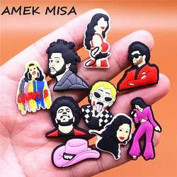 1 adet garp şarkıcılar ayakkabı tokaları Charms dekorasyon Hip Hop Rap tasarım ayakkabı toka Selena takunya aksesuarları üst pimleri