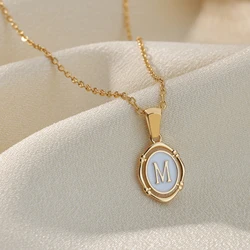 Moda İlk emaye beyaz kadınlar için A-Z mektup kolye altın renk alfabe kolye gerdanlık paslanmaz çelik zincir takı hediye
