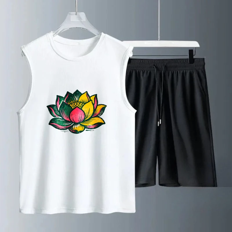 

Men's Tank top Sets Polyester men's suits Men's summer clothing drip clothing Summe Short Sleeve+ Shorts Fashion Breathable