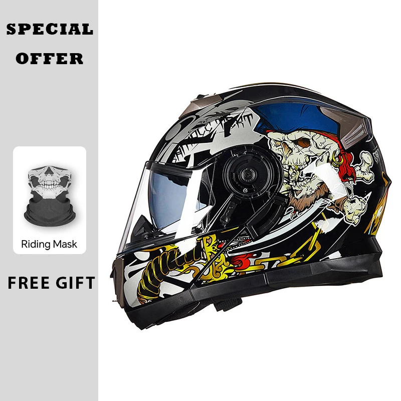 

Full Face Motorcycle Helmets Inner Sun Lens Motocross Casco Moto Flip Up Helmet Safety Street Bike Fast Riding Casque Moto