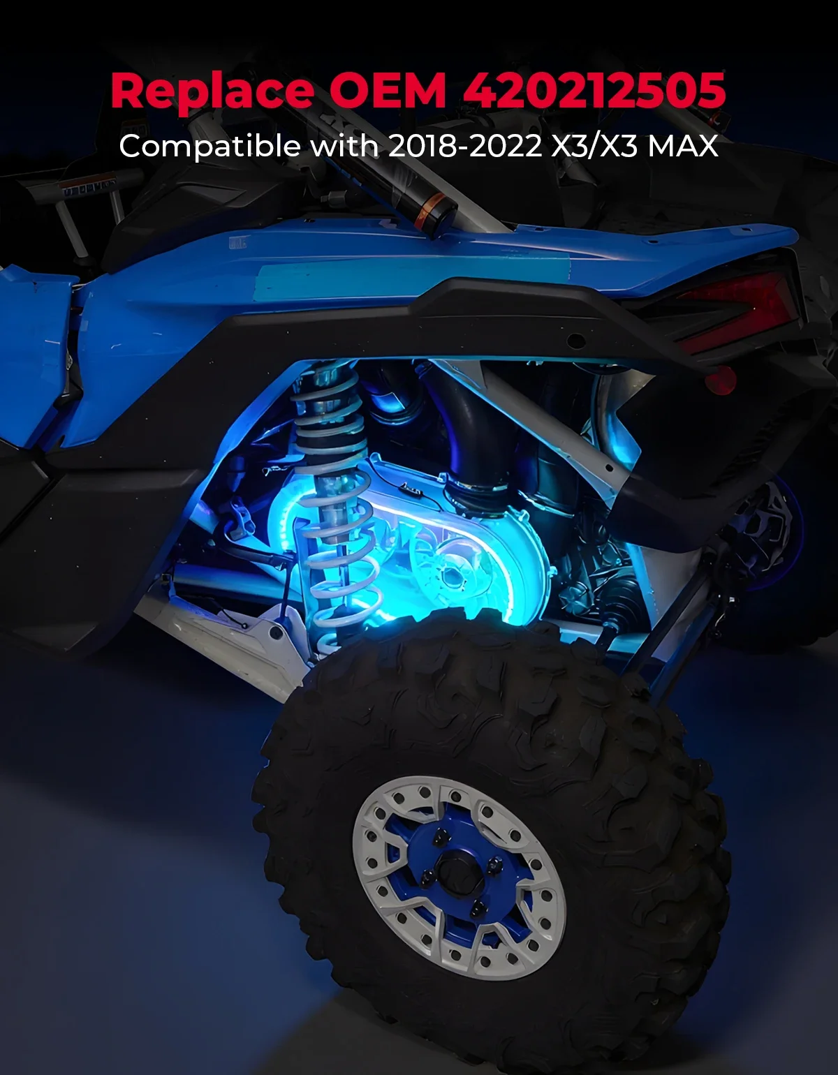 RGB LED Light Bar ABS Clear CVT Cover APP Control Compatible with Can Am Maverick X3 and Max 2017+ 420212505 Outer Clutch Cover