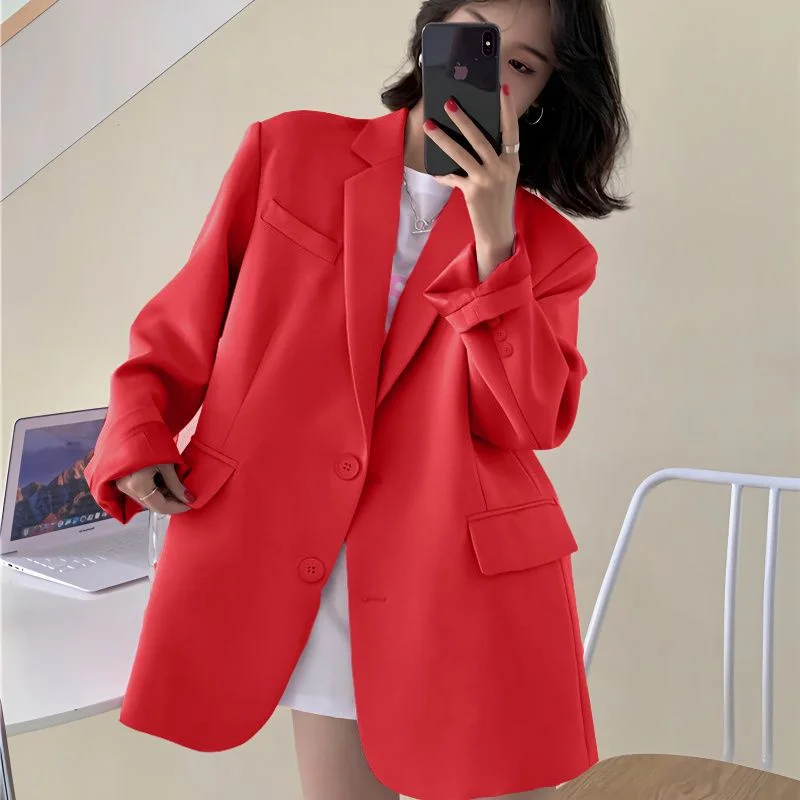 2025 mulheres avançadas mangas compridas topos outwear coreano femme nova cor sólida blazer casaco primavera outono senhoras moda terno jaqueta