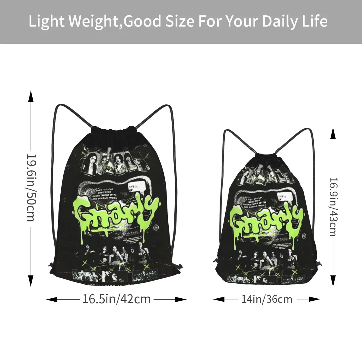 Korean Style KATSEYE Gnarly Backpacks Portable Drawstring Bundle Pocket Sundries Bag Book Bags for Travel School