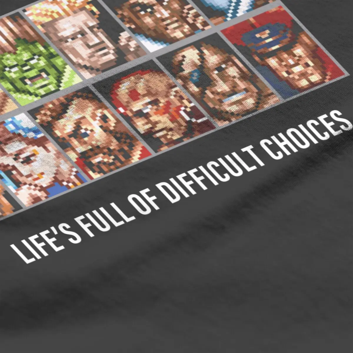 Funny Street fighter Difficult Choices video game Pixel art T-Shirt Men  Awesome 100% Cotton printed Shirt  Summer Tops