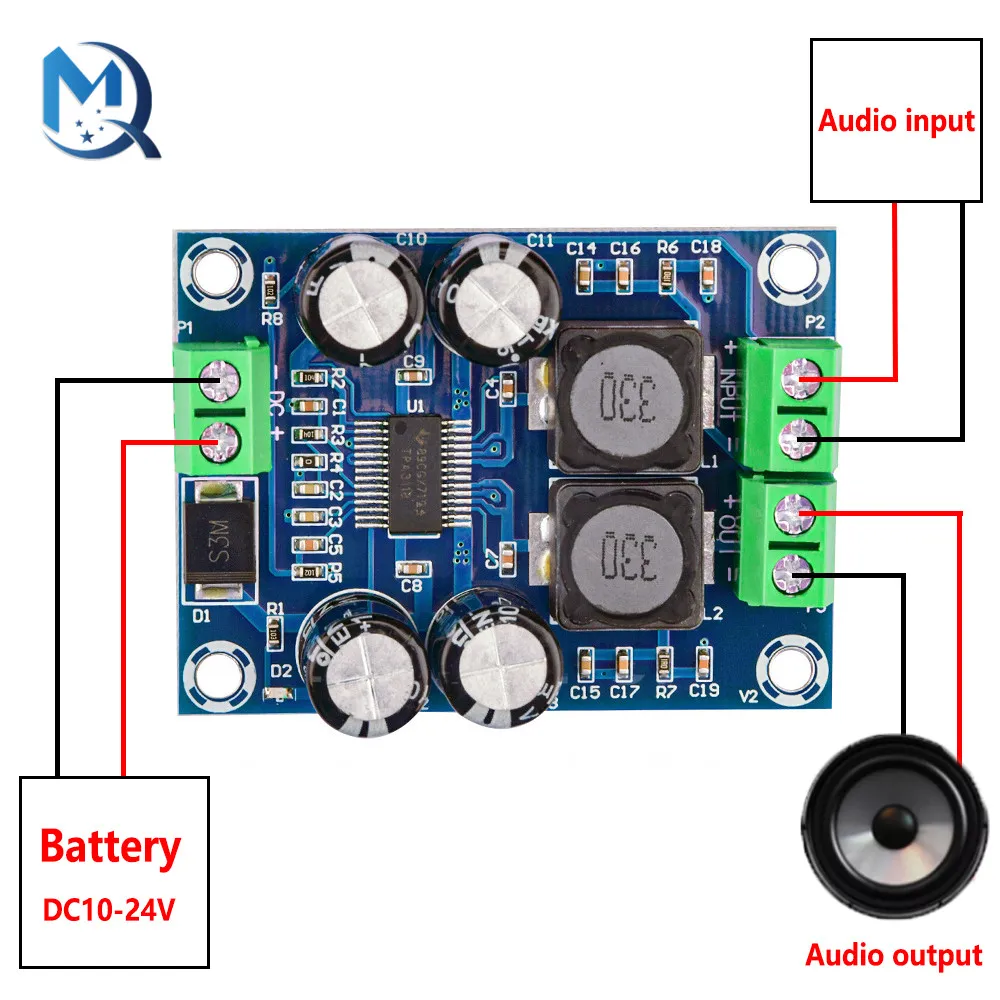 TPA3118 Digital Audio Amplifier Board Class D 30W Mono Amplifiers Module DC10-24V 4-8ohm Home Theater Sound System