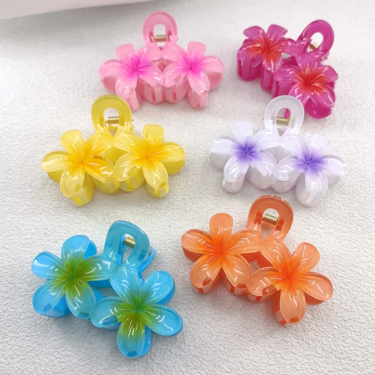 

Новые гавайские заколки для волос с градиентом, женские заколки-цветы, заколки-крабы, заколки-акулы, пляжные заколки для отпуска, аксессуары для волос