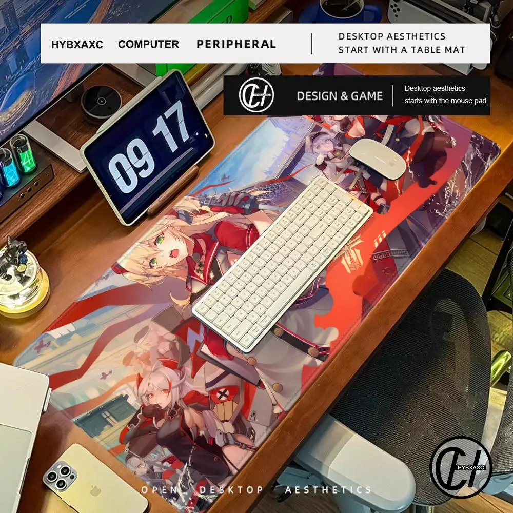 1pc Bismarck Zwei Azur Lane Game Anime Pad Mouse Mat Desk Mat With Pad Gaming Accessories Prime Gaming XXL Gamer Mousepad 90X40