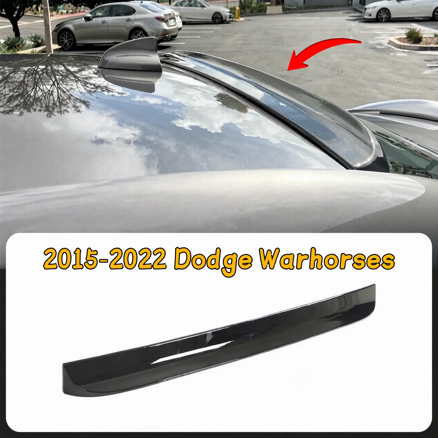 For Dodge Charger 2015 2016 2017 2018 2019 2020 2021 2022 Car Rear Roof Lip Spoiler Wing Rear Window Roof Spoiler Lip Cover