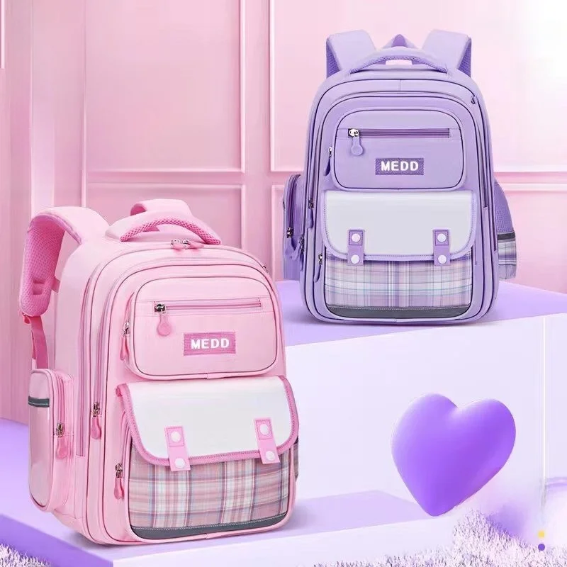 韓国風小学生用リュックサック-軽量-背骨保護-大容量-女の子用ブックバッグ-フィットネスシーン向け