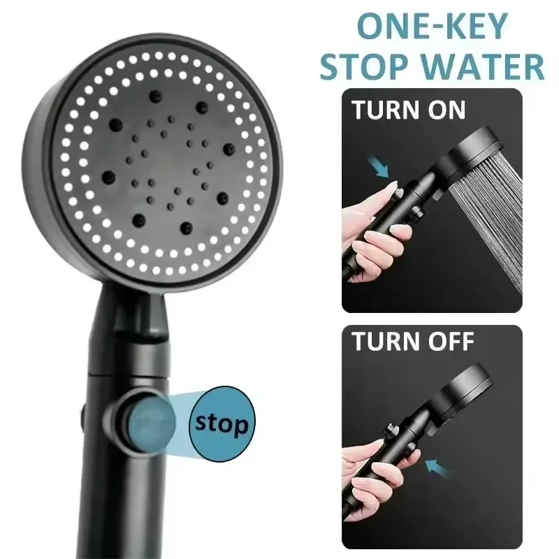 Shower Head 5 Modes Water Saving Adjustable High Pressure Showerhead Handheld Spray Hangable Bathroom Accessories 2025 New