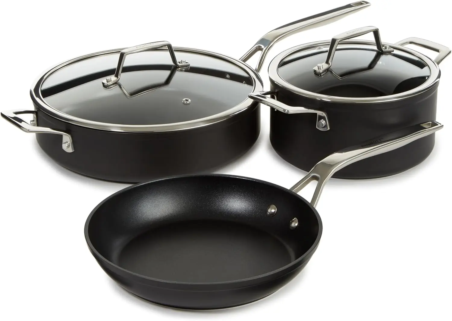 

Berghoff Essentials 5Pc Non-Stick Hard Anodized Cookware Starter Set, Glass Lid, Fernogreen Non-Toxic Nonstick Coating,