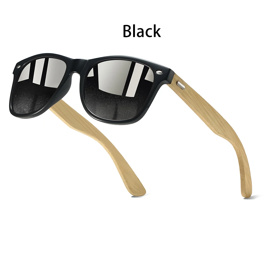 Vintage Mode Eckige Sonnenbrille für Männer und Frauen Modische Bambus-Holz Luxusmarken-Designer-Brille zum Autofahren – Detail 1