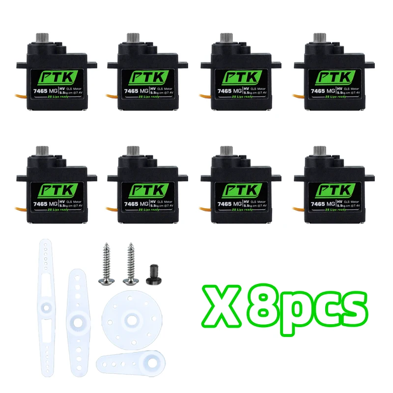 PTK 7465W MG 9g Digital-Servo mit Metallgetriebe, wasserdicht, HV, 5 kg, für RC-Flugzeuge, Helikopter, Roboter, 180° ° 1/8 Servo