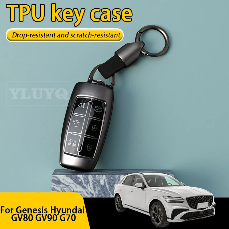 

For Genesis Key Fob Cover, Hyundai Genesis GV80 GV90 G70 G80 G90 GV70 Soft TPU Full Protection Key Fob Case Car 2025 Accessories