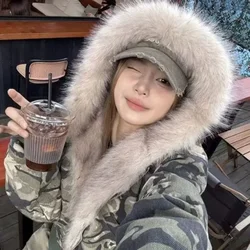 Women's Padded Jackets Hooded Plush Patchwork Camouflage Faux Fur Casual Thickened Male Coats New Winter