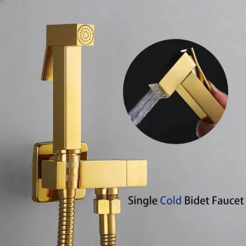 Bidet Single Cold Hand Holding Women's Self-Cleaning Set Brass Wall Mounted Square Booster Spray Gun Faucet Toilet Attachment