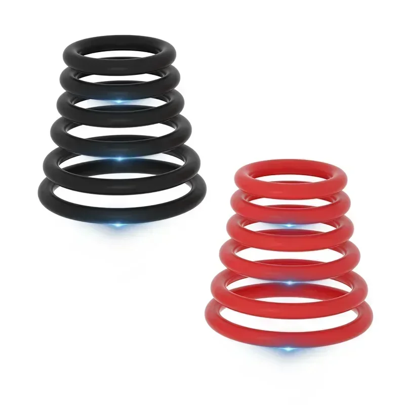 New 6pcs Silicone Penis Ring Ejaculation Delay Cock Rings Dick Erection Cockring Male Chastity Adult Sex Toys for Men