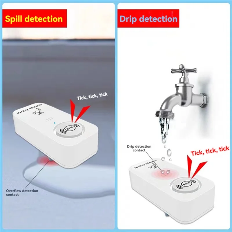 SQPP-Tuya WIFI capteur d'eau 90Db alarme détecteur de fuite d'eau 90Db alarme à pas élevé pour cuisine salle de bains commerçant