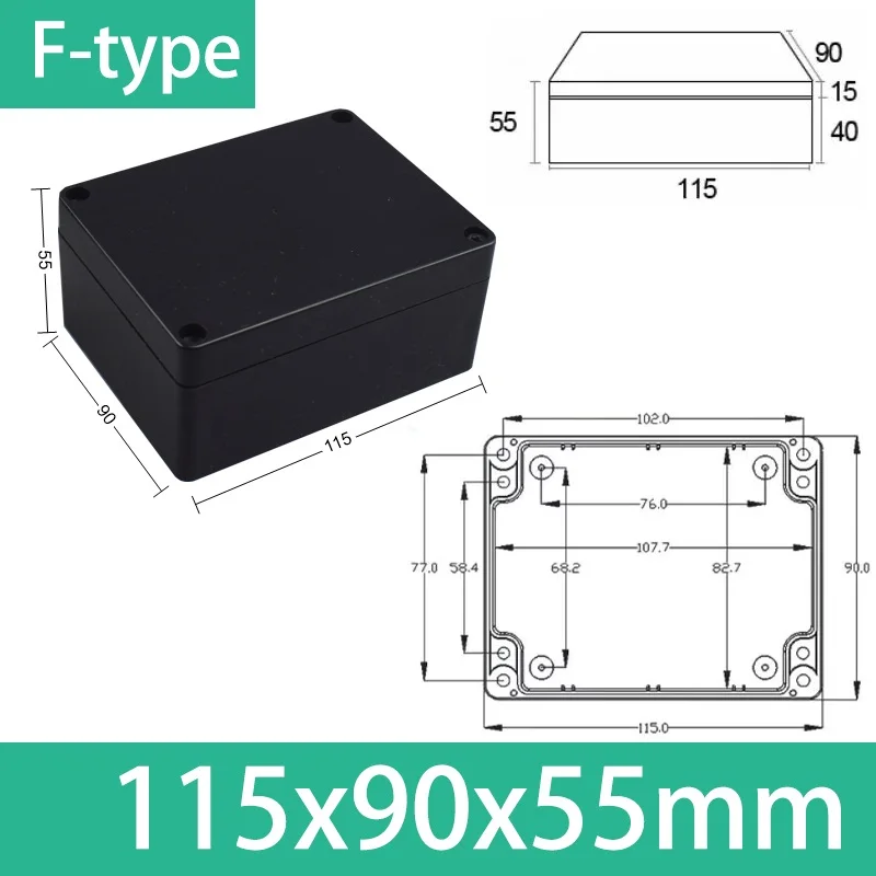 ABS waterdichte behuizing elektronische veilige behuizing plastic dozen zwarte draadaansluitdoos plastic organisator IP67 waterdichte behuizing