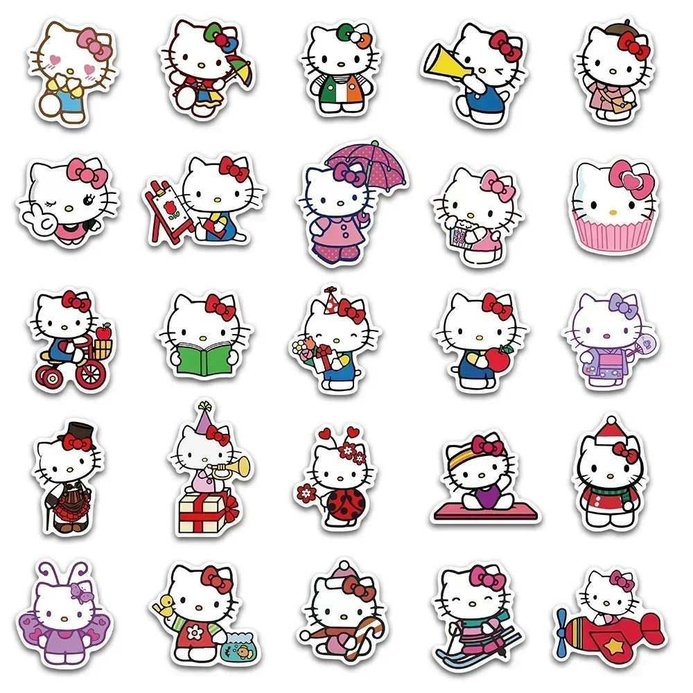 Sanrio Series Stickers Hello Kitty Kuromi Cute Decals Multi-purpose Stickers Waterproof Decorative Refrigerator Computer Sticker
