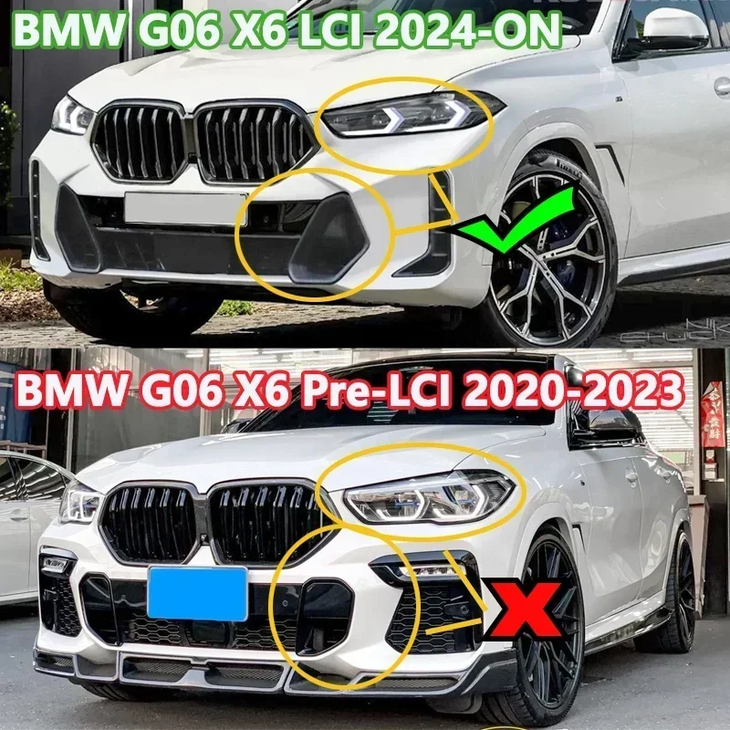 Car Front Radiator Kidney Bumper Hood Grille for BMW X6 G06 M60I LCI 2024-UP Front Bumper Grille Glossy Black Single Line