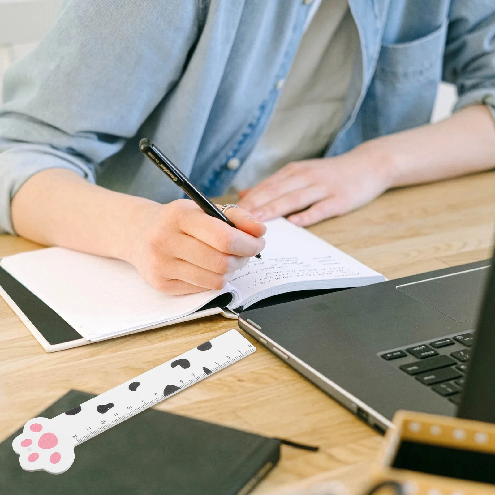 8 pcs Wooden Rulers Cartoon Cat Claw Design Measuring Scales for Kids Students School Office Factory Home Gift Idea Clear