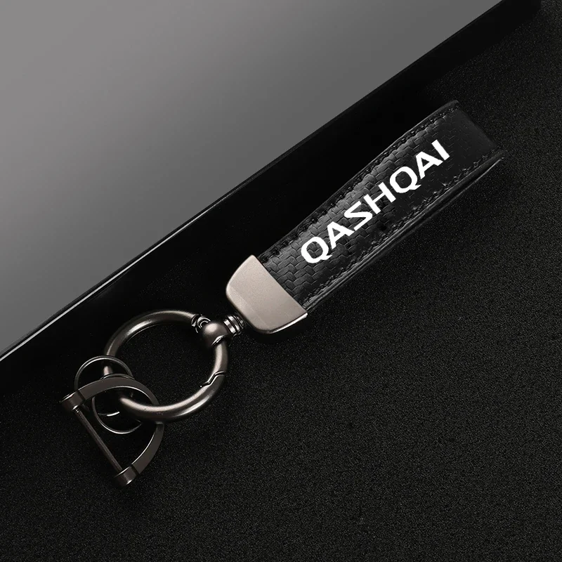 New Fashion Car Carbon Fiber Leather Rope Keychain Key Ring for Nissan Qashqai Car Accessories
