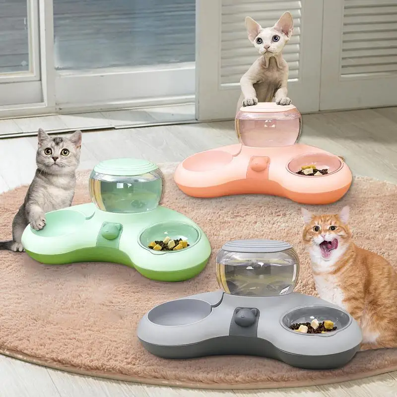 Cat Bowls For Food And Water Dog Bowls Set With Automatic Water Dispenser Detachable Non-Skid Pet Water Bowls Feeder Bowls