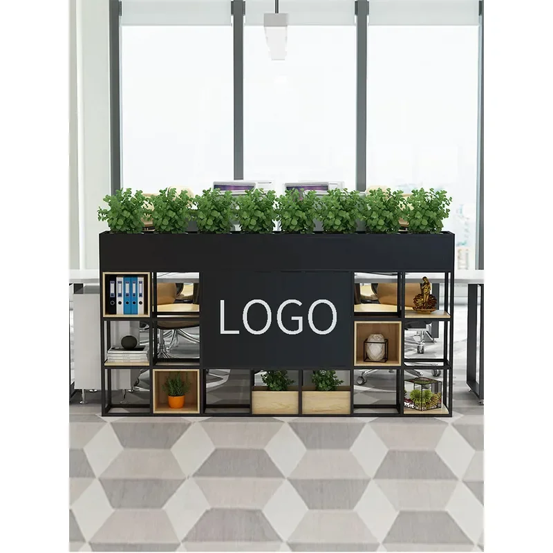 for Wrought Iron Floor Screen Partition Wall Simple Flower Stand Display Shelf Restaurant Baffle Logo Stand Office Decor