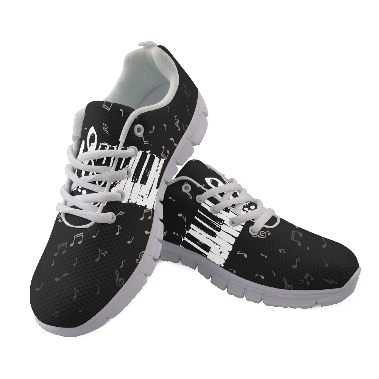 Coloranimal Music Note Piano Walking Shoes Mesh & EVA Sole Tennis Shoes Low Top Tennis Running Shoes for Men