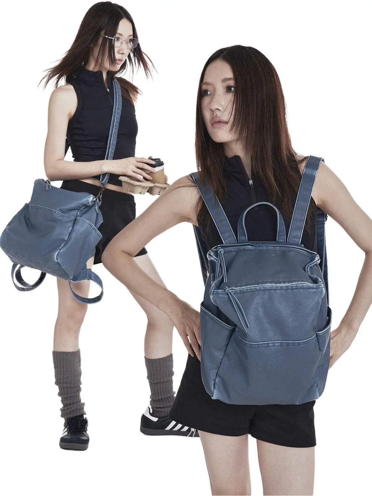 

Light Luxury Fashion New Vertical Square Backpack With Large Capacity For Commuting Design, Niche Denim Blue Crossbody Backpacks