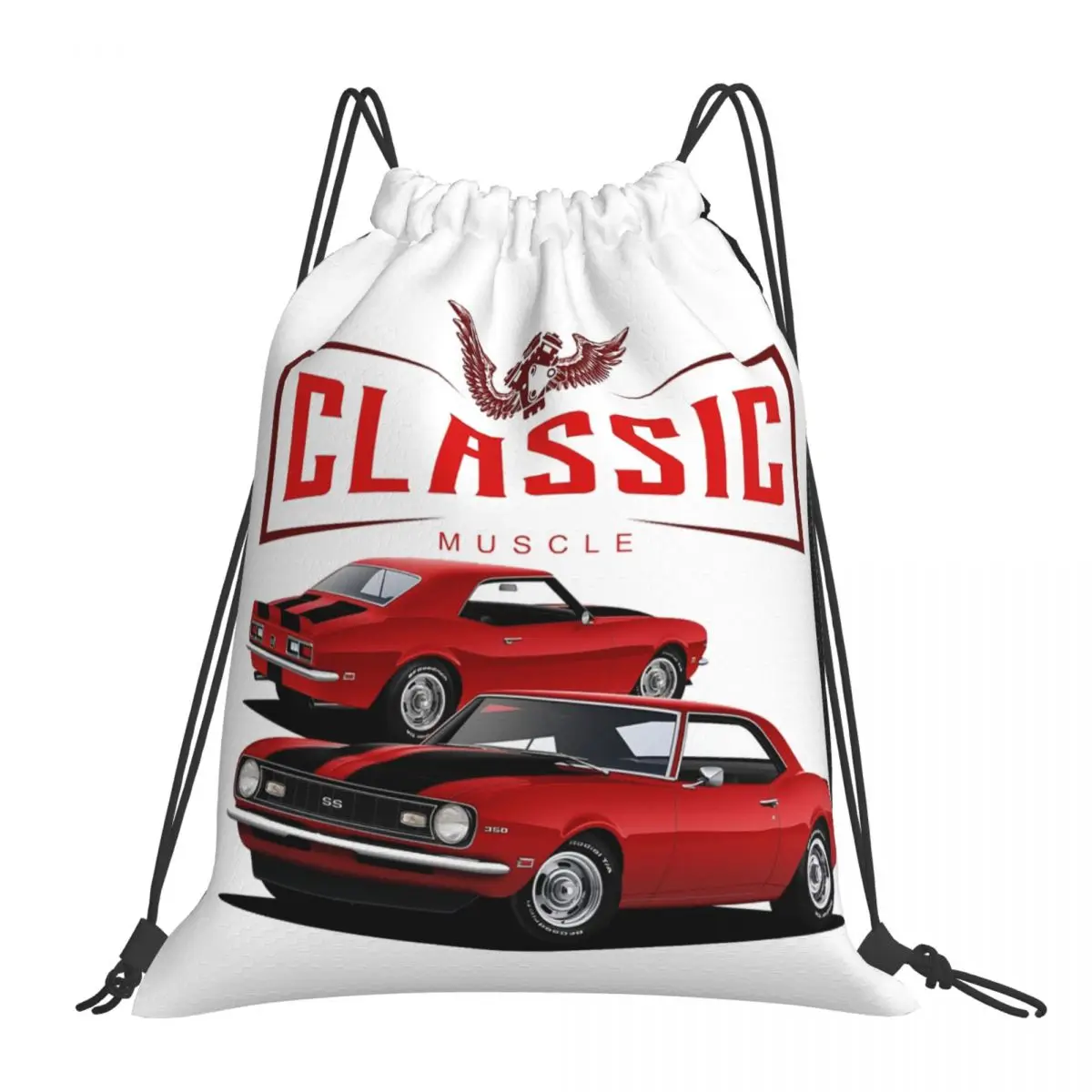 

Classic Red Camaro Backpacks Fashion Portable Drawstring Bags Drawstring Bundle Pocket Sports Bag BookBag For Travel Students