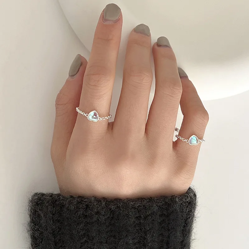 PANJBJ 925 Sterling Silber Mondstein Unregelmäßigen Ring für Frauen Party Geschenk Adjustabler Persönlichkeit Koreanische Dropshipping – Detail 28