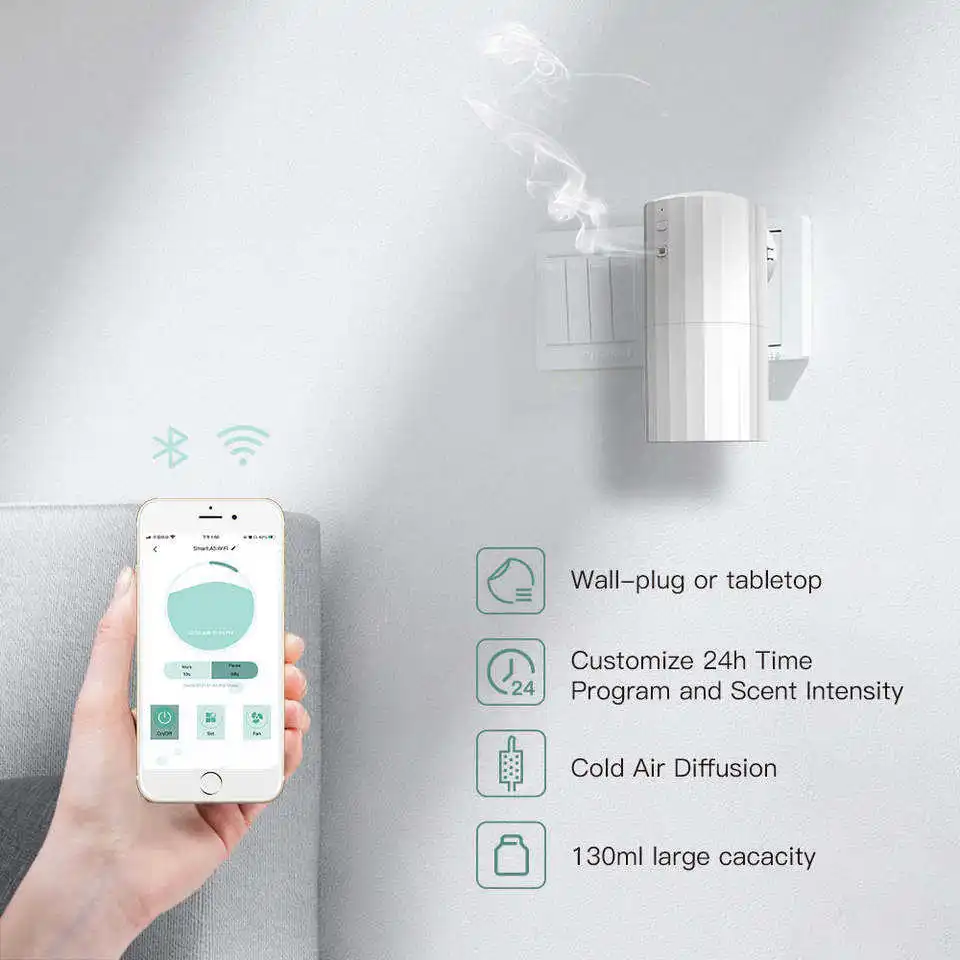 New Wall Plug in Aroma Diffuser Electric Cold Air Diffuser 130ML Portable Waterless Scent Diffuser for Bedroom Toilet