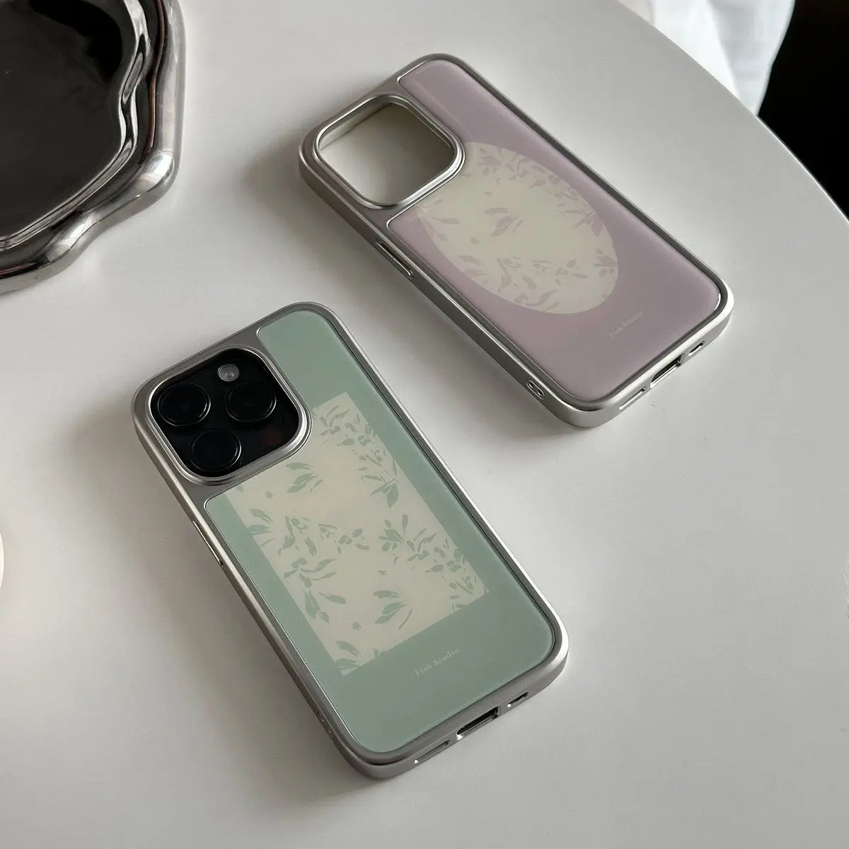 Korean Ins Green Flower Branch Advanced Phone Case For Samsung Galaxy S23 S24 S25 S26 FE PLUS ULTRA EDGE Resin Casting Cover Y2K