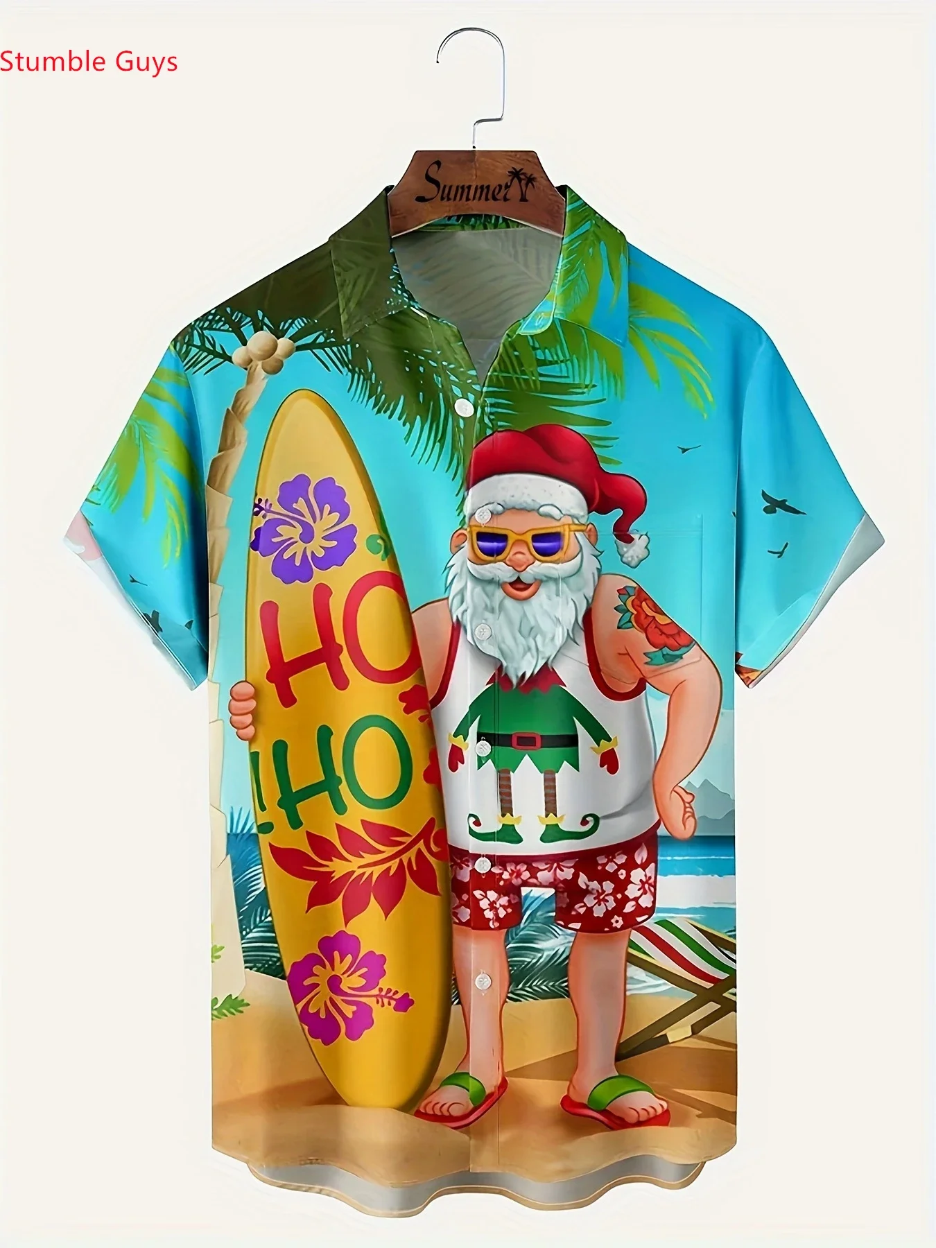 

Men's Summer Beach Party ShirtMan Women Short Sleeve Hawaiian Casual Fashion Print Lightweight Breathable Tops