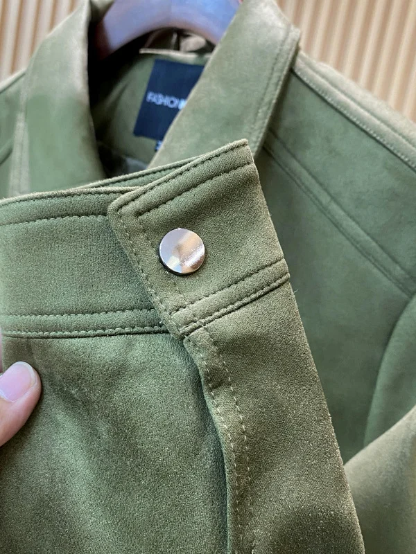 

Ele Casual Men's Jaet High-End Suede Fabric Breathable Elastic Autumn Winter Flip Collar Coat Stand Fit Youth Trend