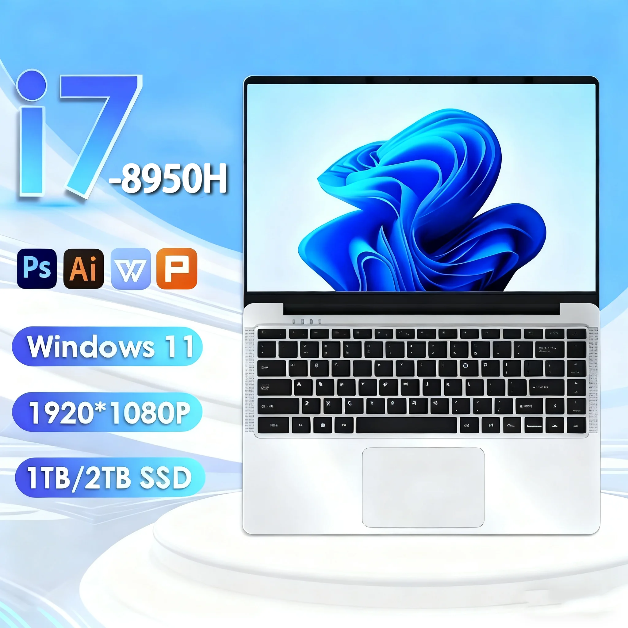 Intel Core i7 8950H Windows 11 Pro Laptops 12GB RAM 1/2TB SSD Office Gamer  Study notebook Computer PC