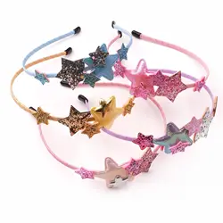 Sweet Glittery Stars Girls Hairbands PU Head Hair Hoop For Kids Child Headbands Accessories Ornaments