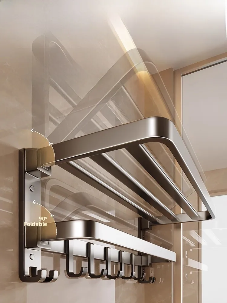 

Алюминиевая вешалка для полотенец без сверления, интегрированная полка для хранения в ванной комнате, комплект для ванных комнат и санузлов