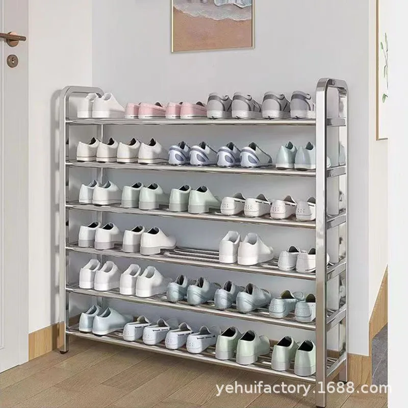 Stainless steel shoe rack is easy to install on the ground. Multi-layer household dormitory, shoe rack at the door of the family