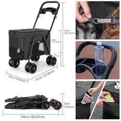 Carrito ligero con ruedas para perro y gato – Plegable
