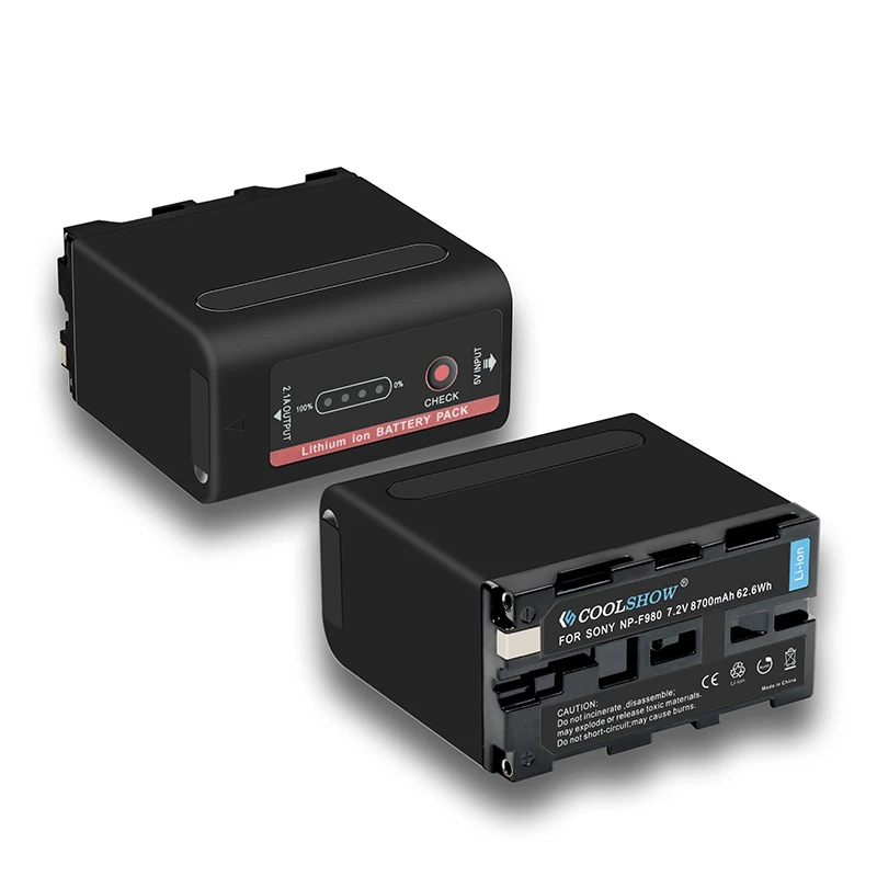 8700mah Battery Power for Sony NP F970 F960 F550 F750 F770 NPF970 NPF980 MC1500C LED Power bank Indicator USB Charge Output