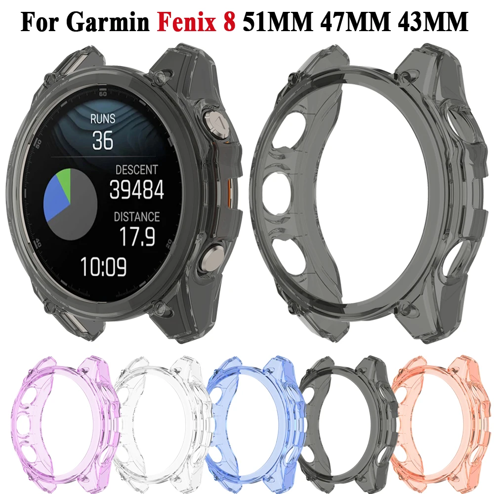 Replacement Silicone Transparent Protective Case For Garmin Fenix 8 47mm 51mm Clear TPU Cover For Fenix8 Watch Shell Accessories