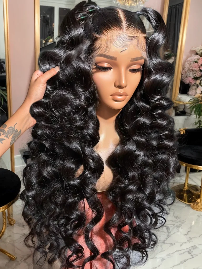 

Loose Deep Wave 13x4 Lace Front Human Hair Black Wigs 5x5 Closure Wear And Go Glueless Human Hair Curly wigs On Clearance Sale